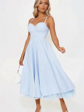Daya Corset Poplin Midi Dress - Dusty
Blue fashion Nova size S